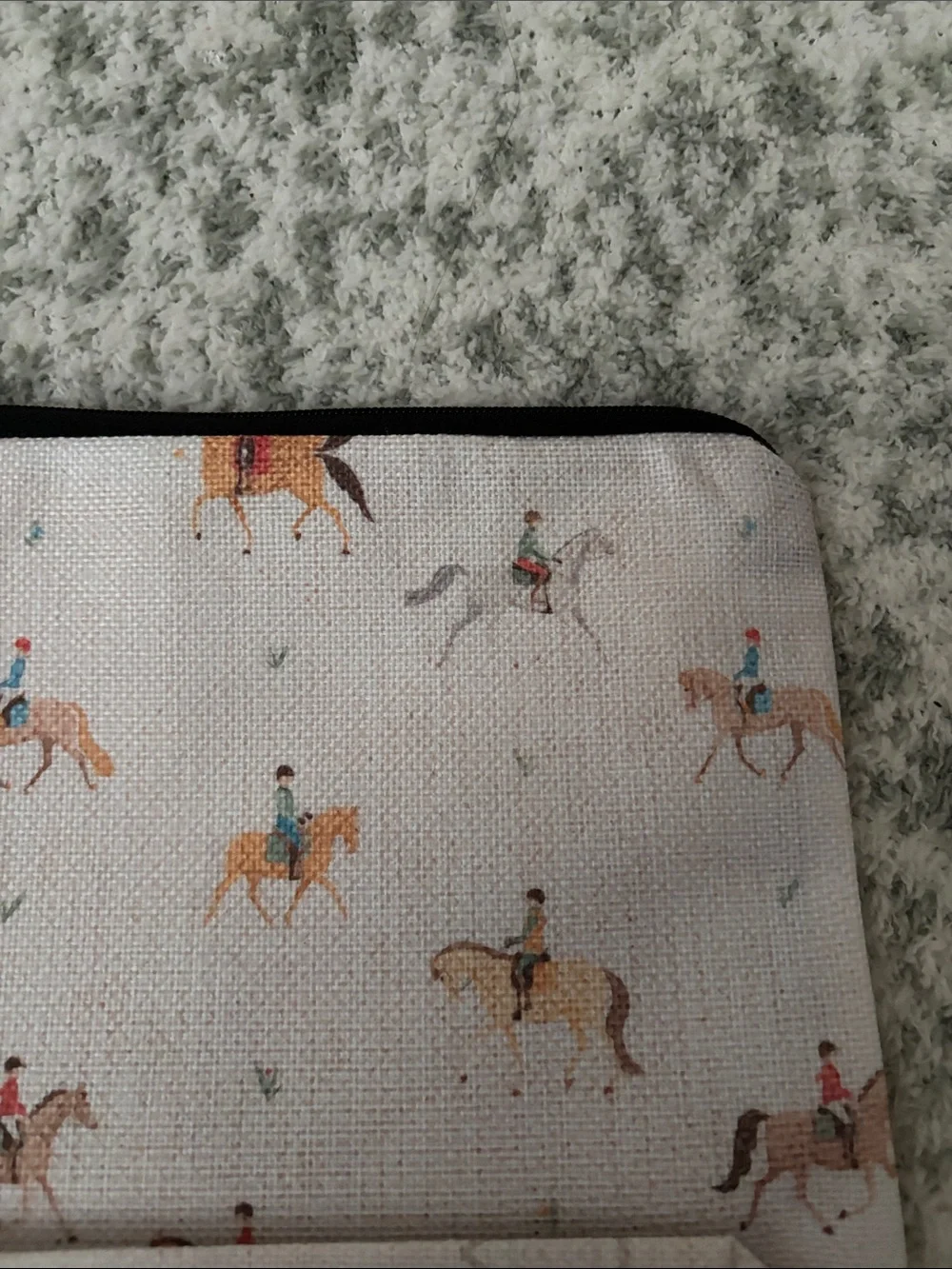 Western Horseback rider Equestrian Print Zip Cosmetic Travel Bag Pouch NWT